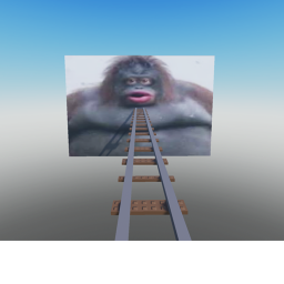 Cart ride into funny monky