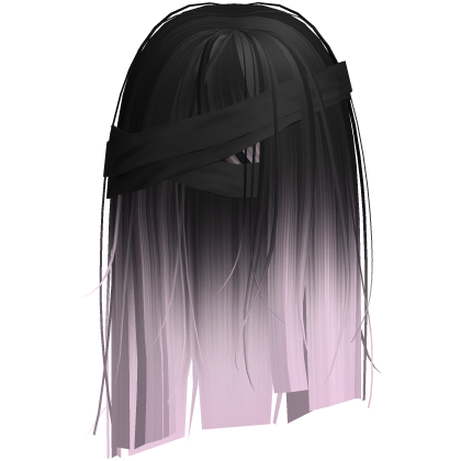 Horror Black Pink Short Hair w Black Bandages Roblox item