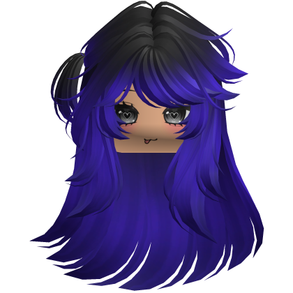 Fluffy long Cute black and Purple Y2K emo hair Roblox item