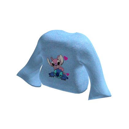 Blue Stitch Pink Angel Couple Alien Bunny Sweater