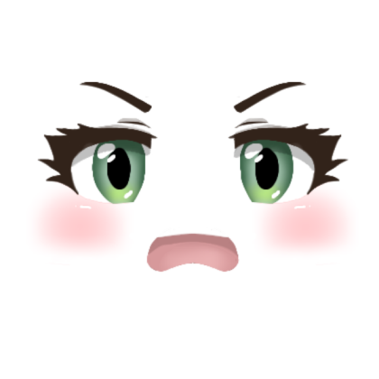 Angry Kawaii Face | Green Eyes Roblox decal
