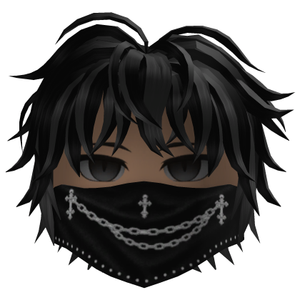 Messy Hair w/ Chain Bandana (Black)