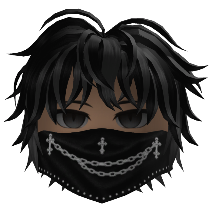 Messy Hair w/ Chain Bandana (Black)