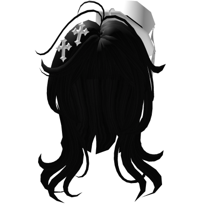 Messy Gothic Emo Anime Black Hair w Hat Roblox item