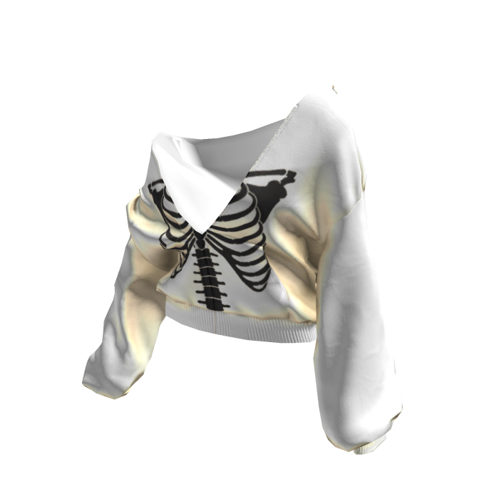 Skeleton Pullover Baggy Hoodie Beige