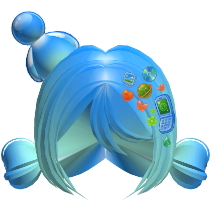 Cute Blue Frutiger Aero Hair w/ Accesories Roblox item