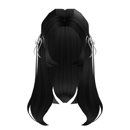 cute long black hair w bows 🎀 Roblox item