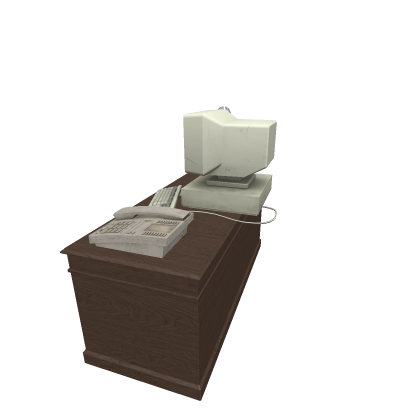 80s desk with computer