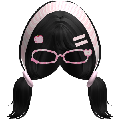 Igari Pigtails Hair w/ Glasses Black Roblox item