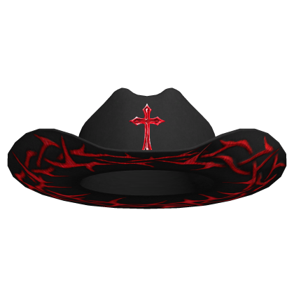 Cross Thorns Cowboy Hat Black & Red Roblox item