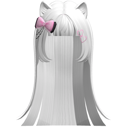 White Cute Moe Kitty Cat Hair