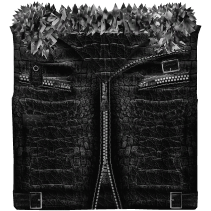 Black Croc Leather Vest with Fur Collar