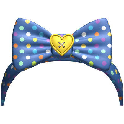 (22) Royal Blue w Lemon Polka Bow Headband Roblox item