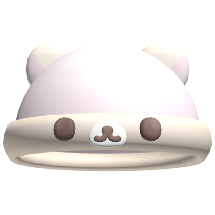 ♡꒰ cute cozy kuma bear beanie tan/pink Roblox item