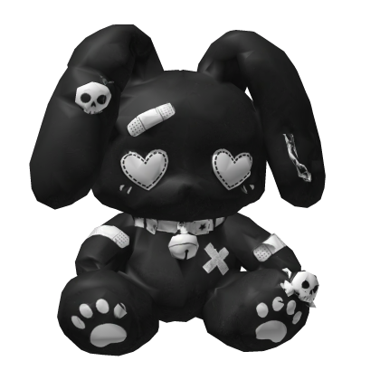 Stitched Heart Patch Bunny Black and White