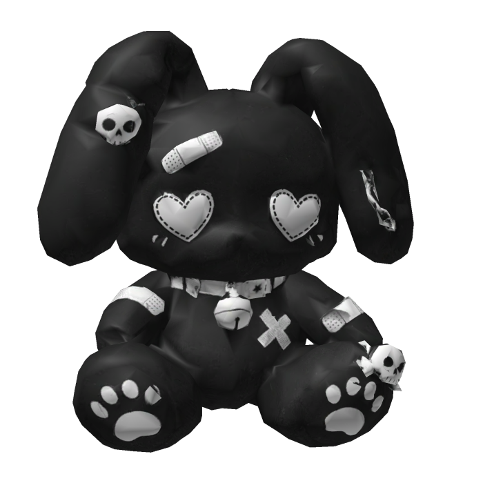 Stitched Heart Patch Bunny Black and White