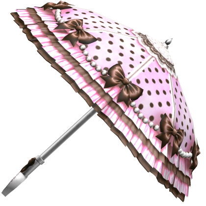 Igari Gyaru Polkadot Ruffle Bow Parasol Pink Brown