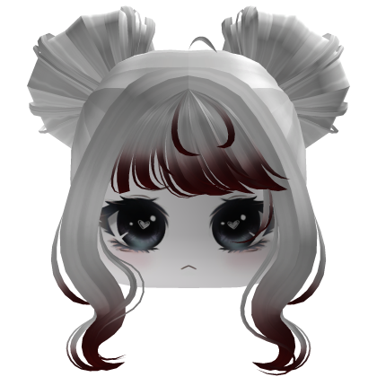 White Red Twin Buns Hair with Face Girl Roblox item
