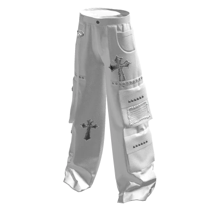 Cross Y2K Cargo Pants White & Metal | Roblox Item - Rolimon's