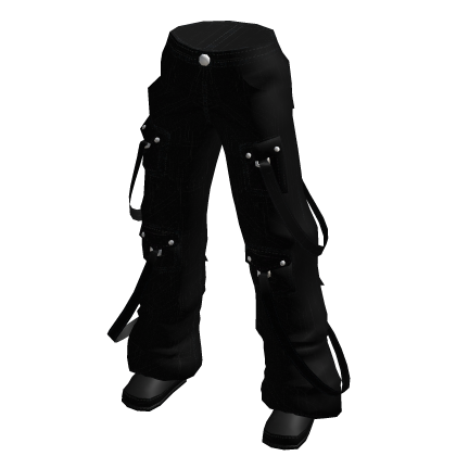 Y2K Black Cargo Pants with Strap thumbnail