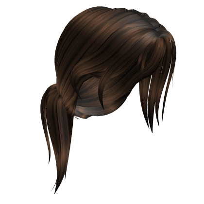 straight layered brown low ponytail