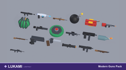 Low Poly Guns Pack FPS Pistol Rifle Shotgun x19 preview 1
