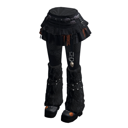 Dark Grey Gothic Skirt w/ Stockings & Shoes