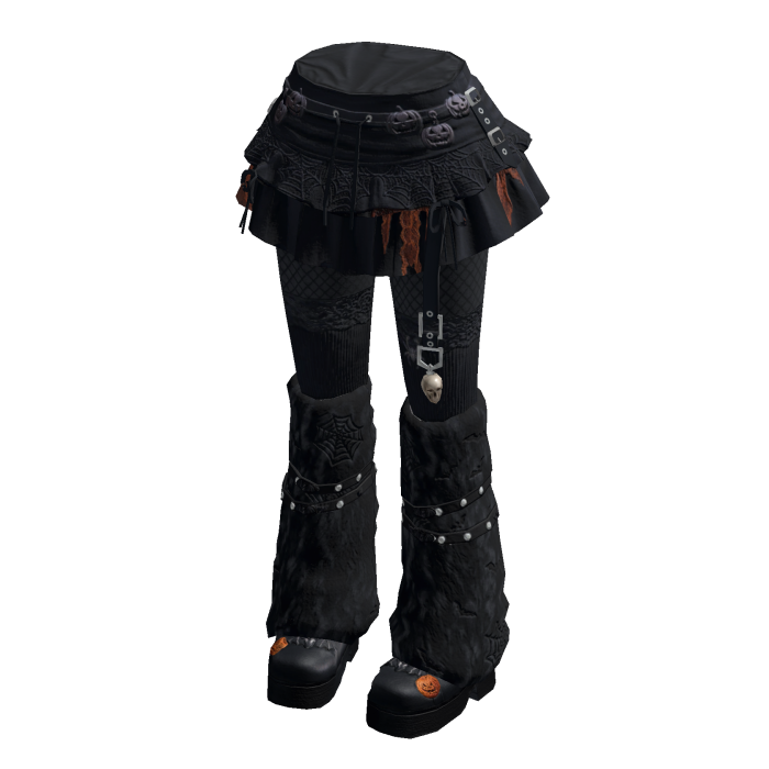 Dark Grey Gothic Skirt w/ Stockings & Shoes