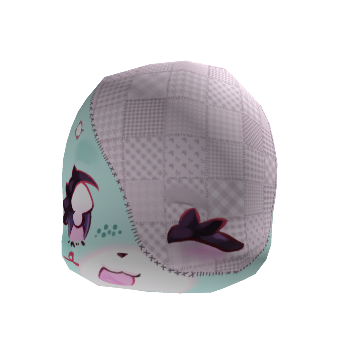 kokochi teal patchwork plush chibi head ꒰˙ ᗜ -꒱