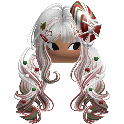 ♡ Christmas Peppermint Pigtails (White & Red)