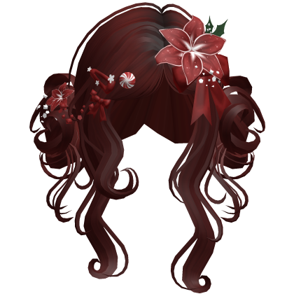 ♡ Christmas Flowery Twin Buns (Red)
