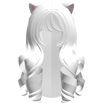 white kawaii sweet long kitty curls hair Roblox item