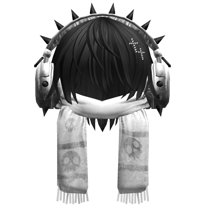 Boy Hair&Emo Headphones&Scarf Black