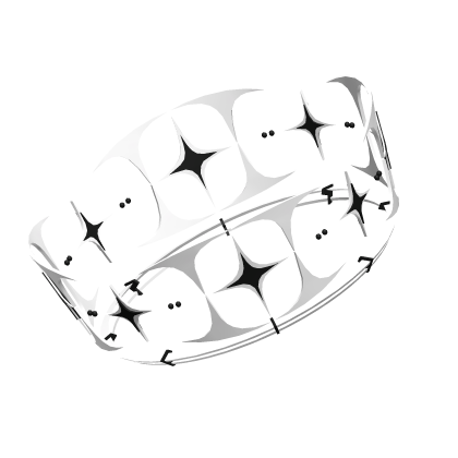 Tilted Floating Crown White Black
