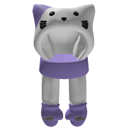 Cute Kawaii Purple Cat Neko Hood Scarf Roblox item