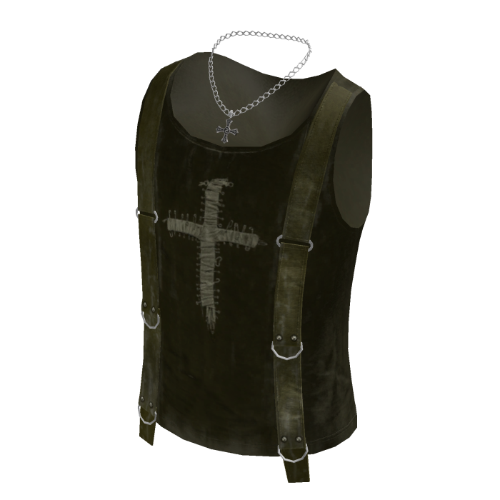 Gothic Strap Tank Top w/ Cross Chain (Green)