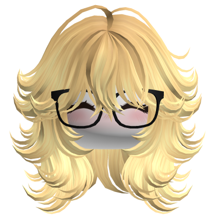 Wolfcut with Blush Face & Glasses (Yellow) Roblox item
