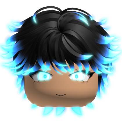Black to Blue Messy Hair w/ Boy Face (Emissive) Roblox item