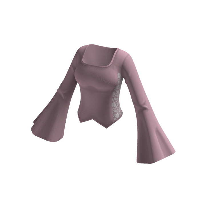 Bell Sleeve Corset Top w/ Pointed Hem (Pink)