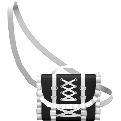 kawaii ruffled white n black letter waist bag 1.0 Roblox item