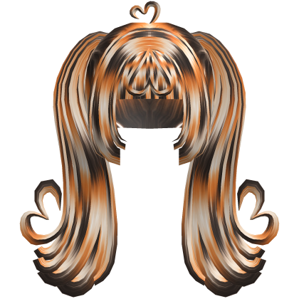 Curled Doll Swirl Heart Pigtails in Calico