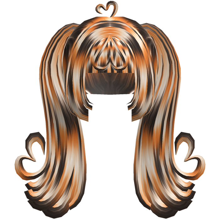 Curled Doll Swirl Heart Pigtails in Calico