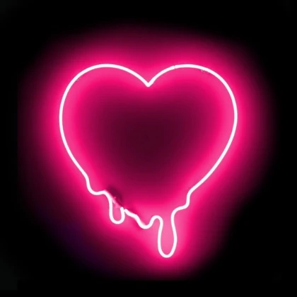 Led neon sign heart pink black aesthetic