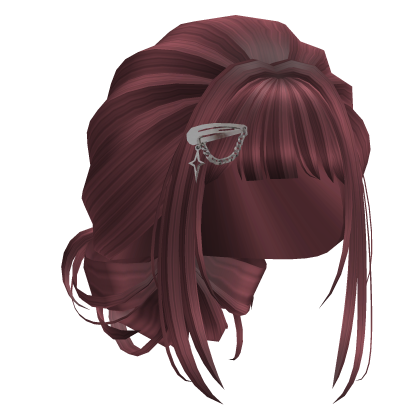 📕Red Cute Messy Bun w Bangs & Y2K Clip📕 Roblox item