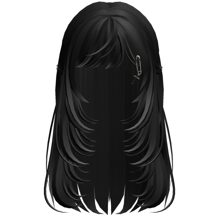 Long Layered Side Bang Hair - Black
