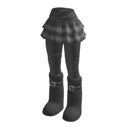 Ruffle Skirt with Buckle Boots (Gray)