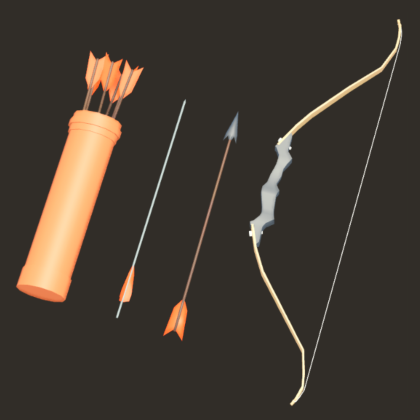 Low Poly Textured Bow And Arrows Pack