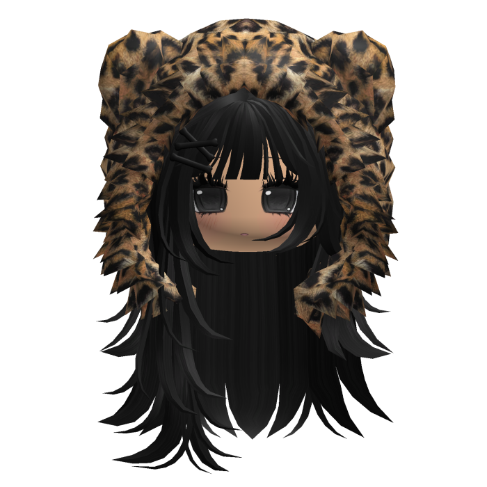 Fuzzy Bear Hood Girl Hair Black
