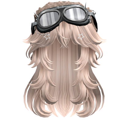 Platinum Long Straight Hair w/ Y2K Goggles Ushanka Roblox item