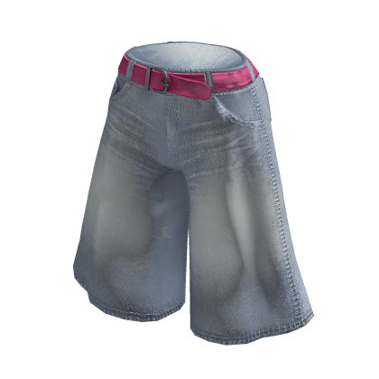 Lightwash Y2K Jorts w Pink Belt thumbnail
